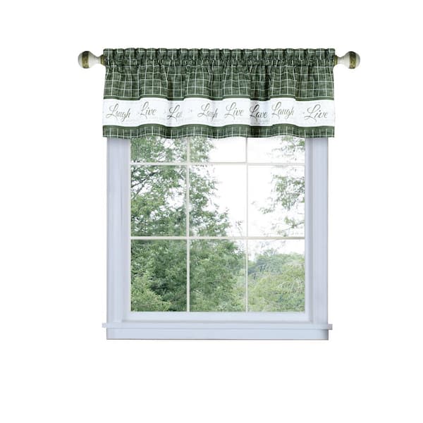 ACHIM Live, Love, Laugh 14 in. L Polyester Window Curtain Valance in Green