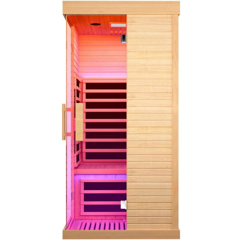 1-Person Epoxy Resin Heater Canadian Hemlock Sauna with Negative Ion Oxygen Bar, Colorful Ambient Lighting & Bluetooth price history on PriceWatchPro