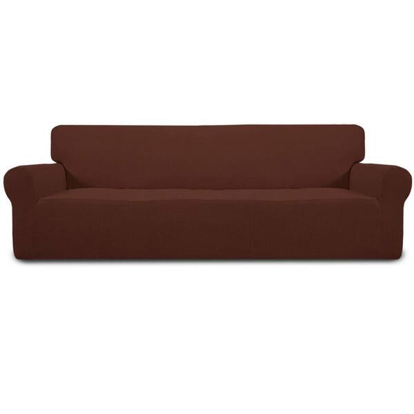 Dyiom Stretch 4-Seater Sofa Slipcover 1-Piece Sofa Cover Furniture  Protector Couch Soft with Elastic Bottom, Coffee B0855LCDB8 - The Home Depot