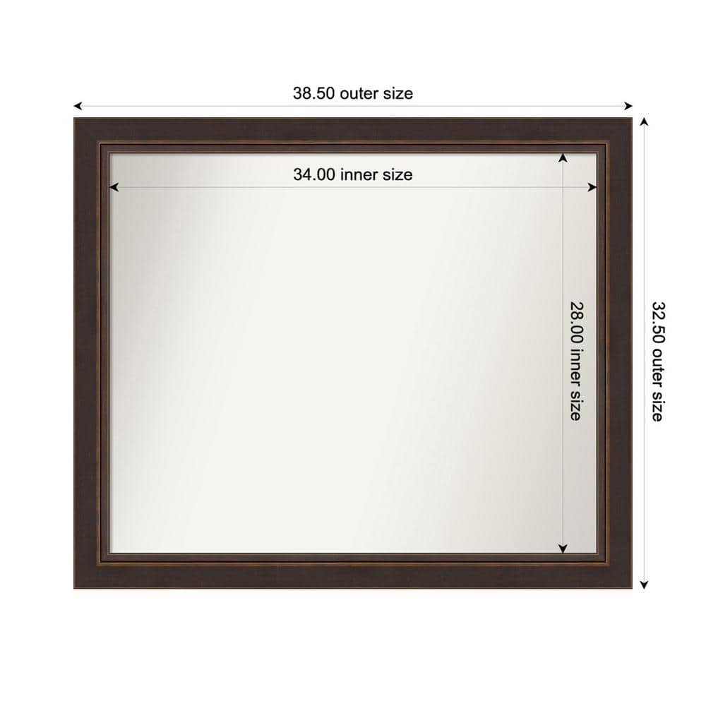 Amanti Art 35x45 Inch Beveled Bathroom Mirror With Antique Bronze Frame - X-Large Wall Mirror - View #3