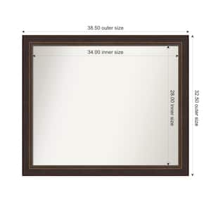 Lara Bronze 38.5 in. W x 32.5 in. H Custom Non-Beveled Wood Framed Bathroom Vanity Wall Mirror