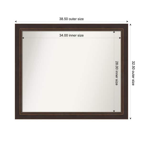 Amanti Art Lara Bronze 38.5 in. W x 32.5 in. H Custom Non-Beveled Wood Framed Bathroom Vanity Wall Mirror