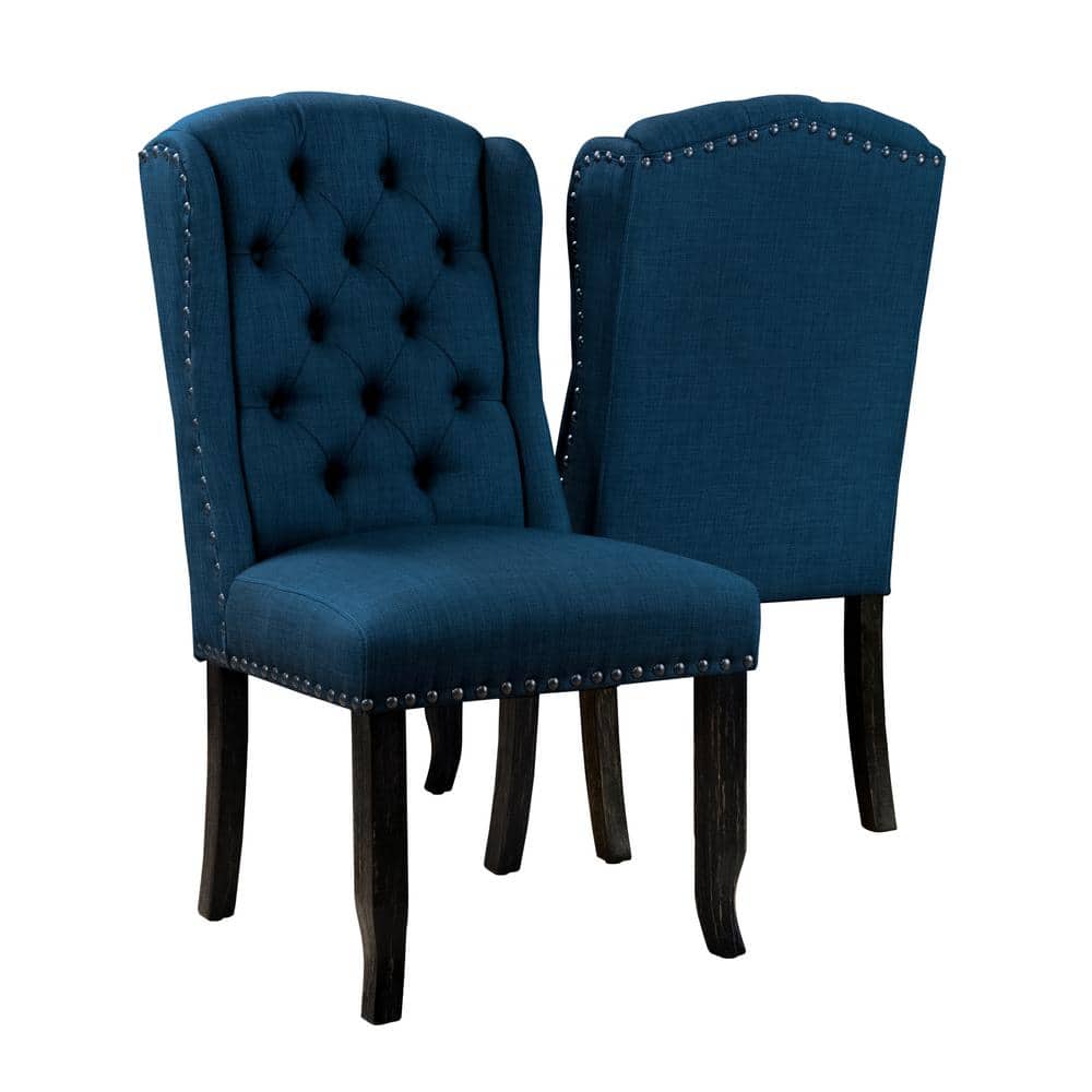 Anthus Farmhouse Blue Linen Wingback Side Chairs (Set of 2) price history on PriceWatchPro