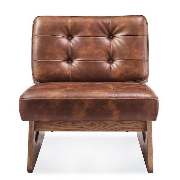 Furniture CLOSEOUT! Trentley Leather Accent Scoop Chair - Macy's
