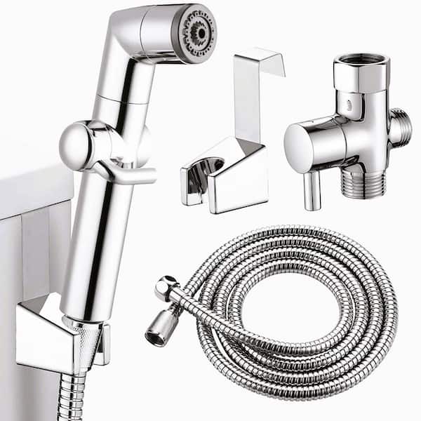 Unbranded 2.36 in. x 7.80 in. Stainless Steel Wall Mount Handheld Bidet in Chrome Bidet Attachment with Hose Included 16GS-36518