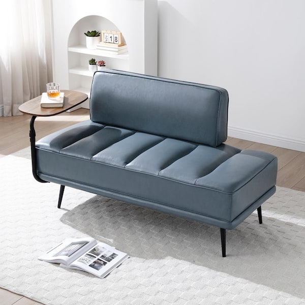 J&E Home 55 Blue Seat Sofa Chair Faux Leather Couch Bedroom