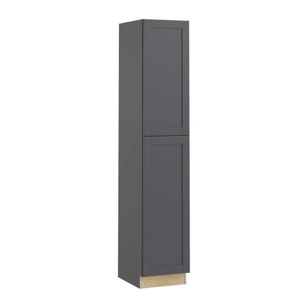 Home Decorators Collection Washington 18 in. W x 24 in. D x 96 in. H Assembled Plywood Pantry Kitchen Cabinet in Onyx with Soft Close RH