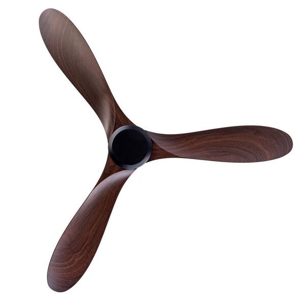 OUKANING 52 in. Indoor Black and Brown Modern 6-Speed Ceiling Fan