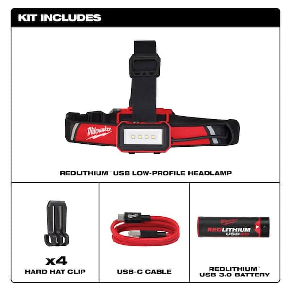 600 Lumens LED REDLITHIUM USB Low-Profile Hard Hat Headlamp (5-Pack)