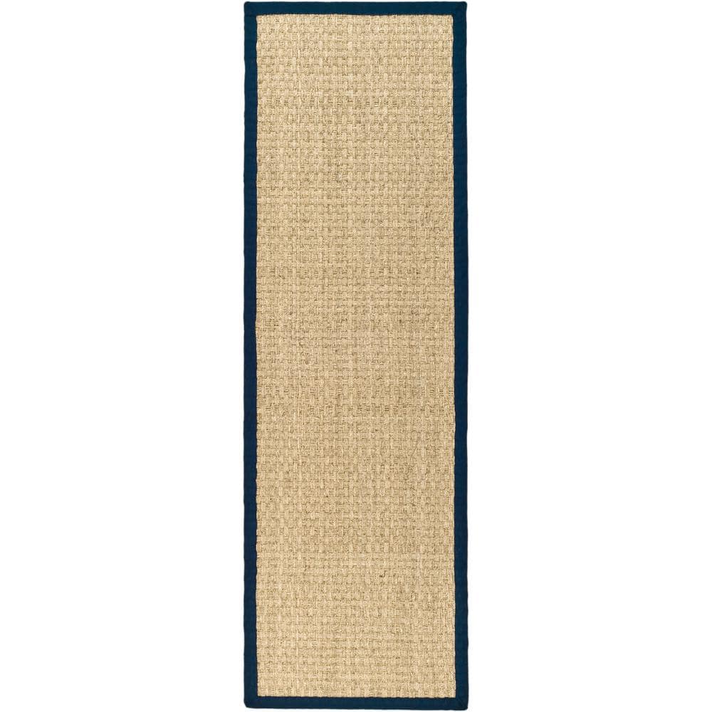 Natural Fiber Beige/Blue 3 ft. x 18 ft. Border Woven Runner Rug price history on PriceWatchPro