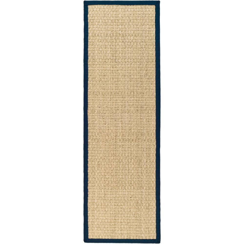 Natural Fiber Natural/Bule 3 ft. x 8 ft. Border Woven Runner Rug price history on PriceWatchPro
