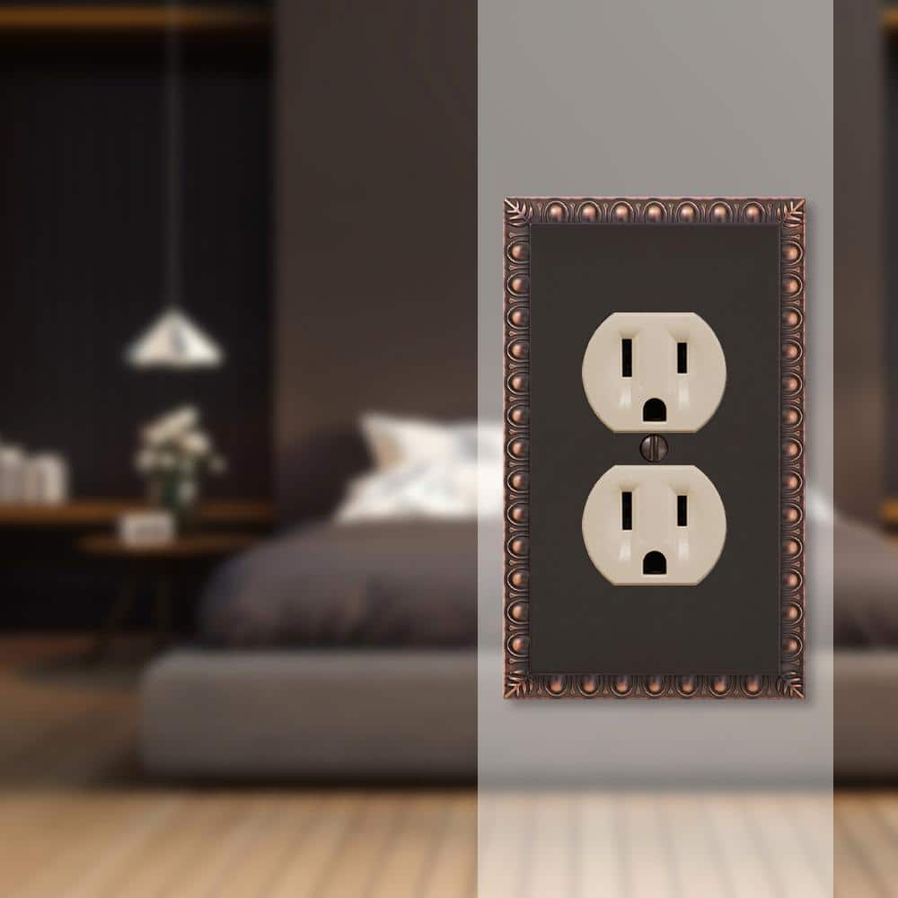 Aged Bronze Single Duplex Cast Metal Wall Plate