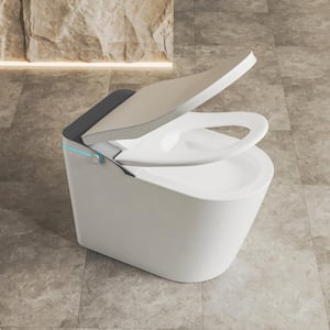 1.28GPF Auto Open Close Lid Elongated Smart Bidet Toilet in White with Heated Seat Warm Washing Air Dryer LED Display