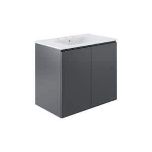 Bryn 30 in. Wall-Mount Bathroom Vanity in Gray White