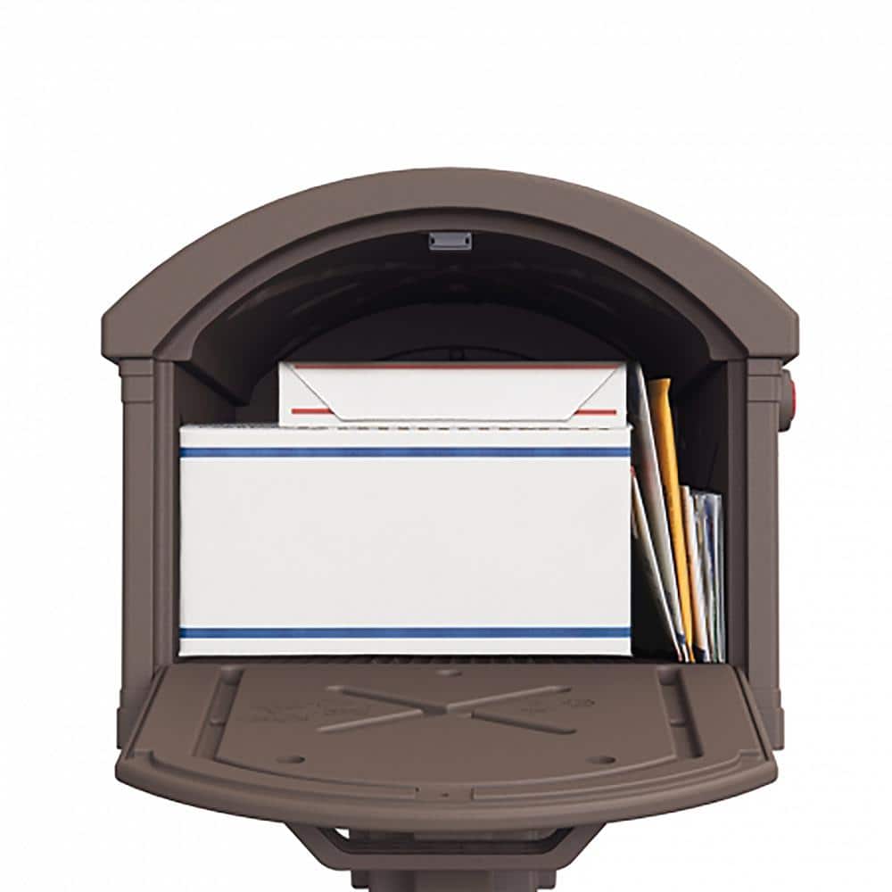 Grand Haven Extra Large Mocha Plastic Mailbox with Post