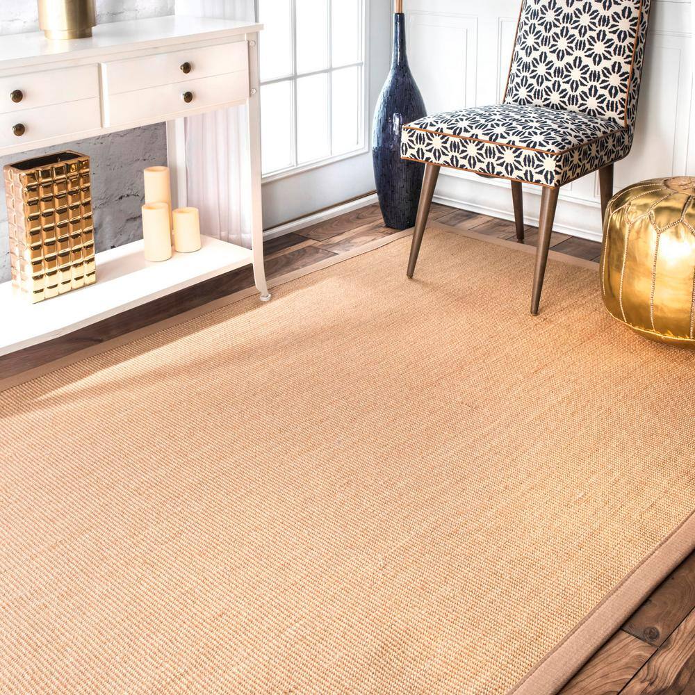 Beige Flat Woven Reversible Cotton 6' x 9' Area Rug
