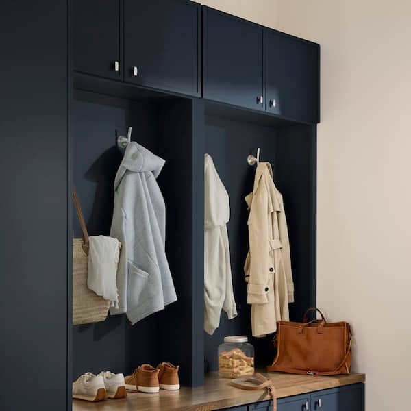 Leyton 36 in. W x 12 in. D x 72 in. D Ready To Assemble Plywood Slim Shaker Hall Tree Opening Cabinet in Ink Blue