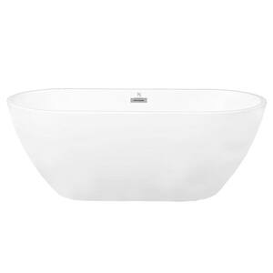 55 in. Acrylic Flatbottom Freestanding Bathtub Non-Whirlpool Soaking Tub in White