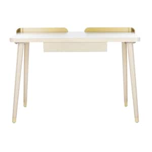 Parker 45 in. Off-White/Gold 1-Drawer Writing Desk