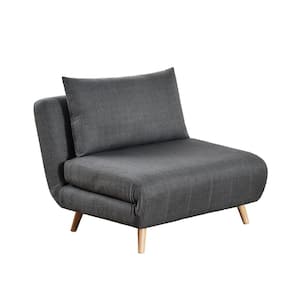 Dark Gray Fabric Tri-Fold Sleeper Side Chair Convertible