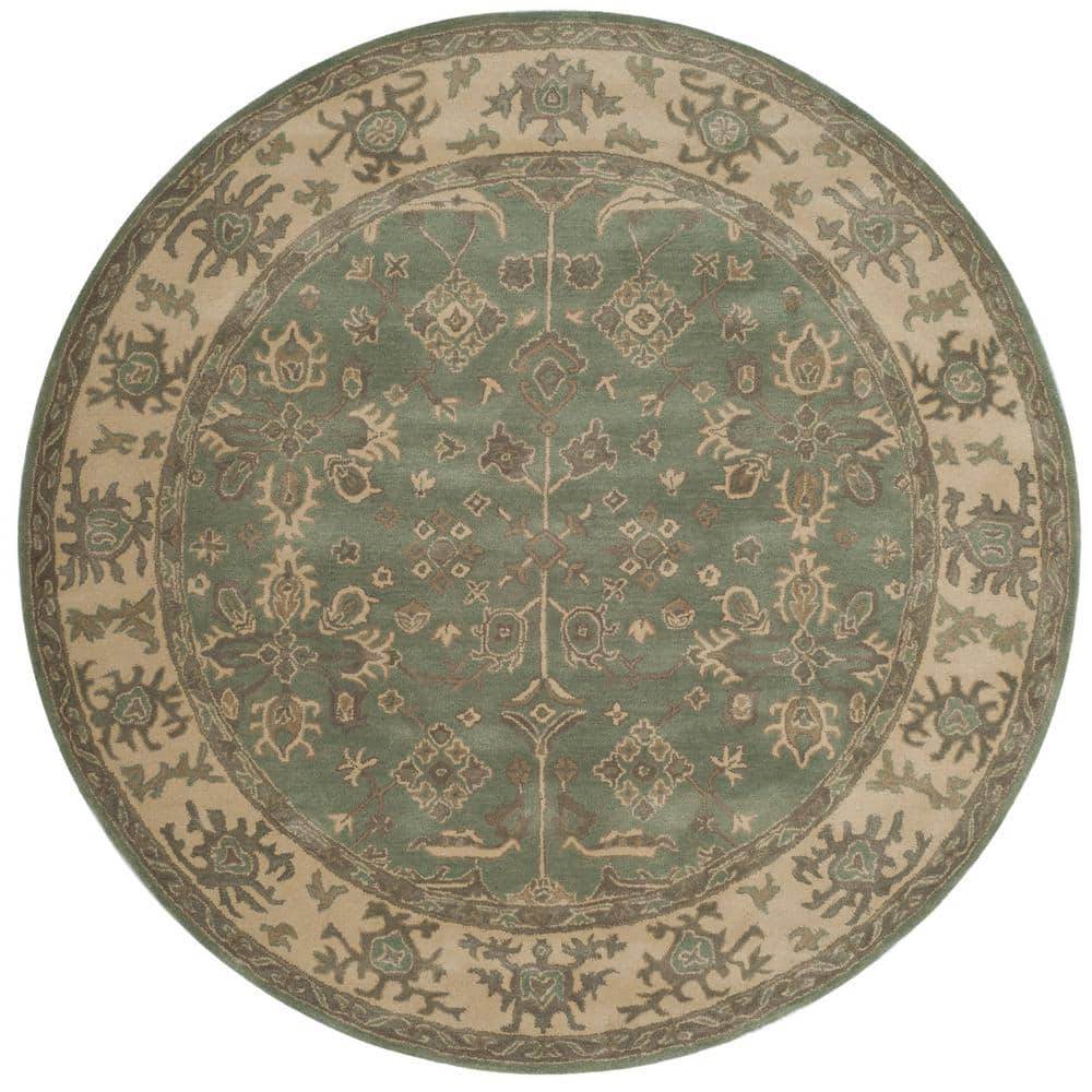 SAFAVIEH Royalty Slate/Cream 7 ft. x 7 ft. Round Border Area Rug