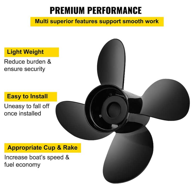 Outboard Propeller 4-Blade Boat Propeller 14-1/2 in. x 17 in. for 135 to 300 HP 2-Stroke and 4-Stroke Outboards