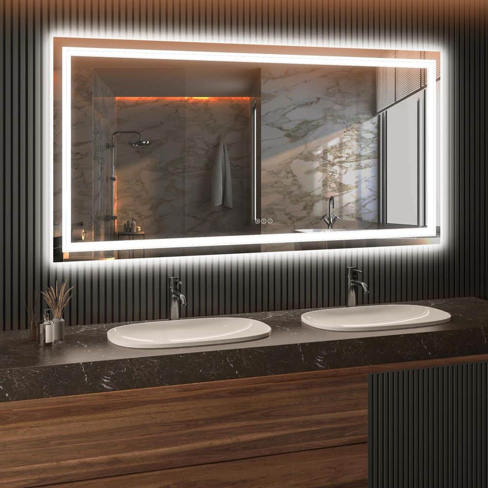 72 in. W x 36 in. H Rectangular Frameless Anti-Fog LED Light Wall Bathroom Vanity Mirror price history on PriceWatchPro