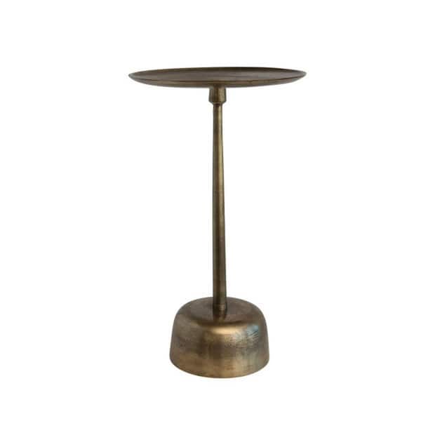 Storied Home Antique Brass Finish Vintage Aluminum Side Table