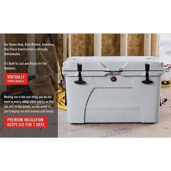 Everbilt - 52 qt. High-Performance Cooler in Gray with Lockable Lid