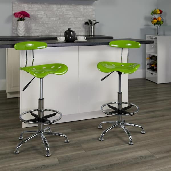 Flash Furniture Vibrant Apple Green and Chrome Drafting Stool with