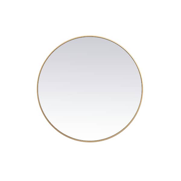 Unbranded Timeless Home 39 in. W x 39 in. H x Midcentury Modern Metal Framed Round Brass Mirror