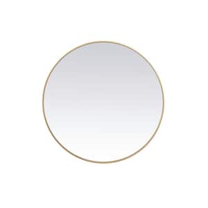 Medium Round Brass Modern Mirror (39 in. H x 39 in. W)