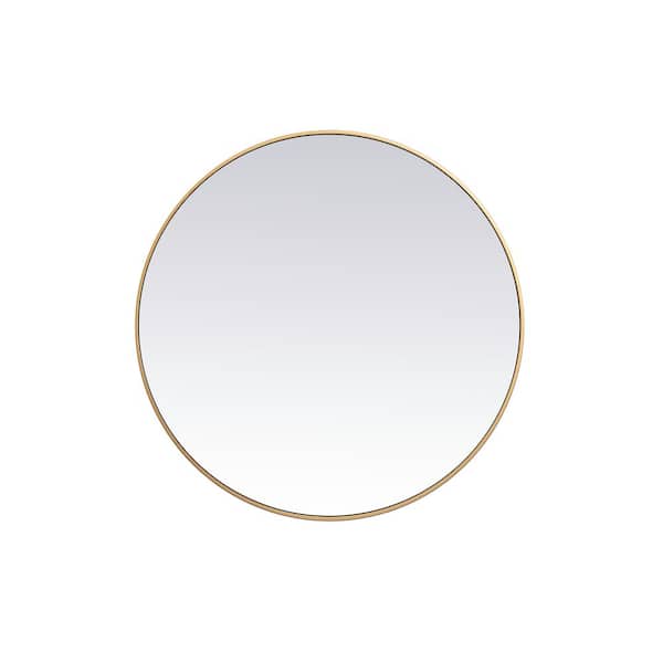 Unbranded Medium Round Brass Modern Mirror (39 in. H x 39 in. W)