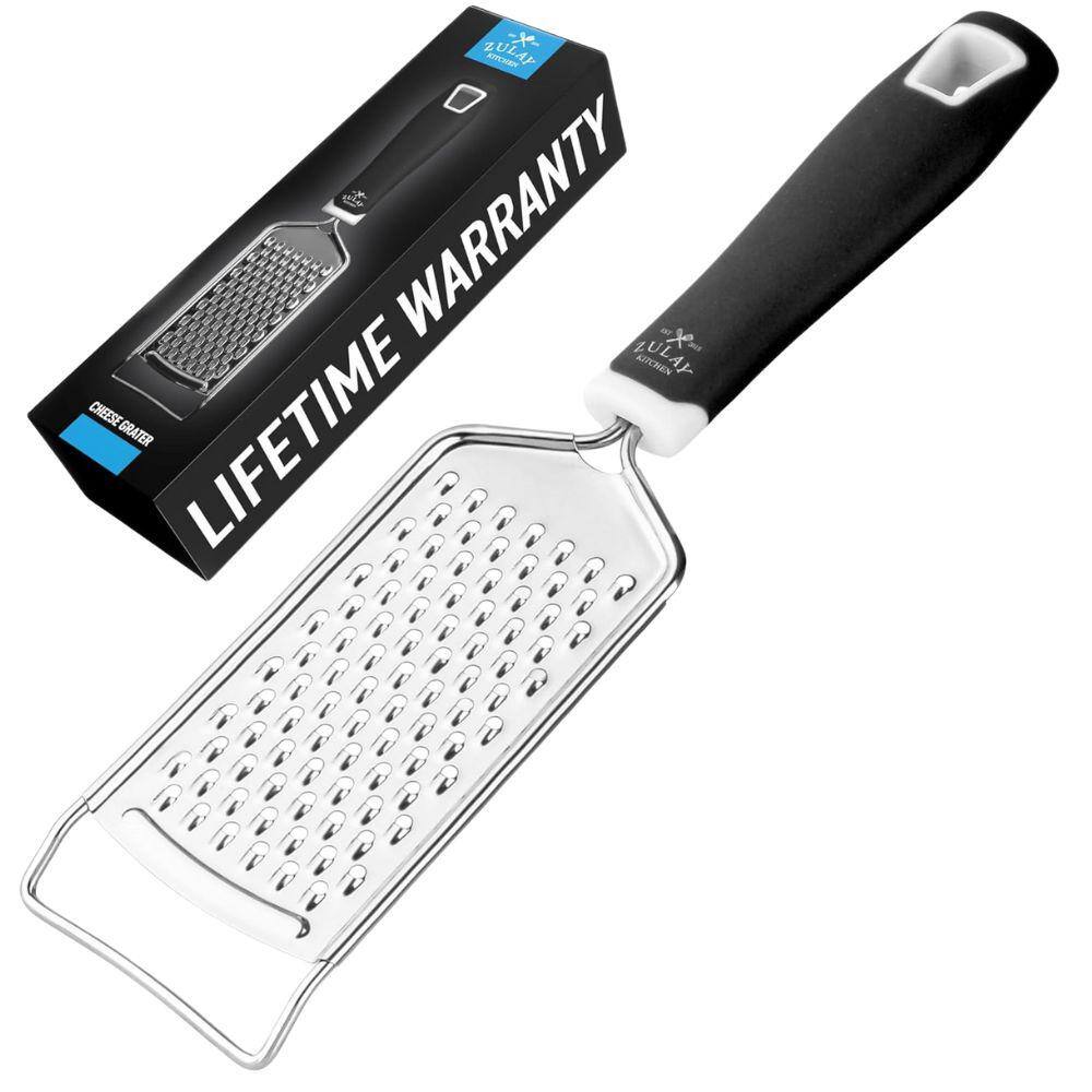 Black Stainless Steel Handheld Cheese Grater with Soft Grip Handle