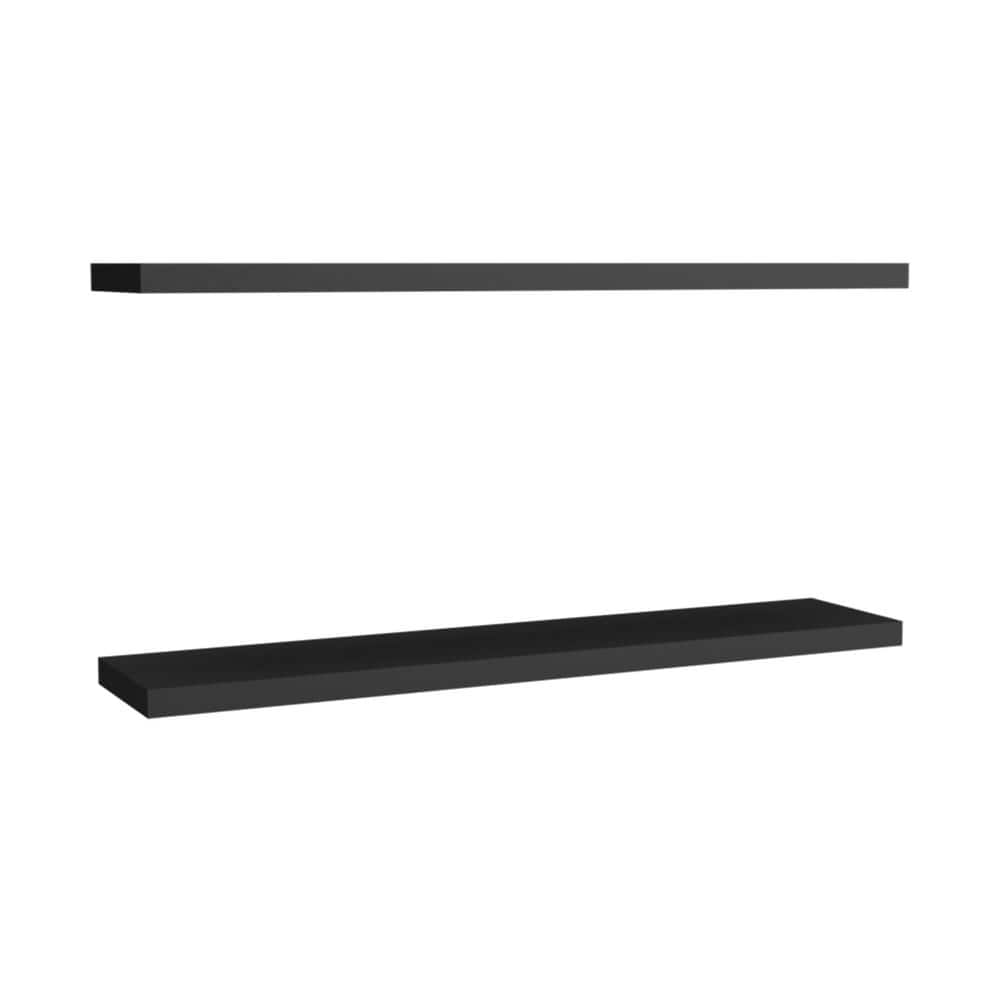 47 in. W x 10in. D Black Floating Decorative Wall Shelves (Set of 2) for Li