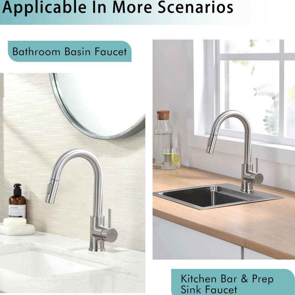 Brushed Nickel Single Handle Pull Down Kitchen Faucet