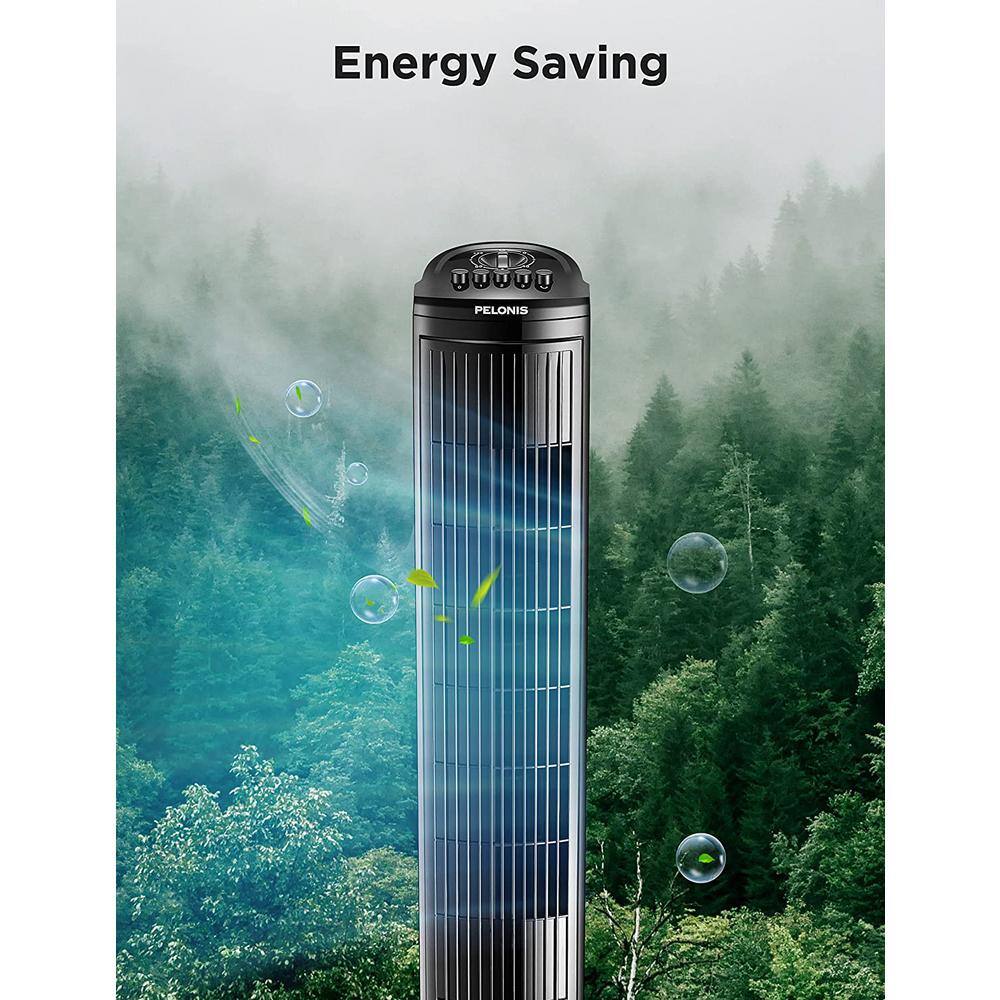 Pelonis 30-Inch Black Oscillating Tower Fan with Timer