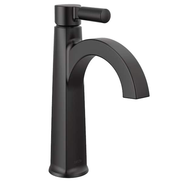 Delta Lorna Single Handle Single Hole Bathroom Faucet with Drain Kit Included in Matte Black