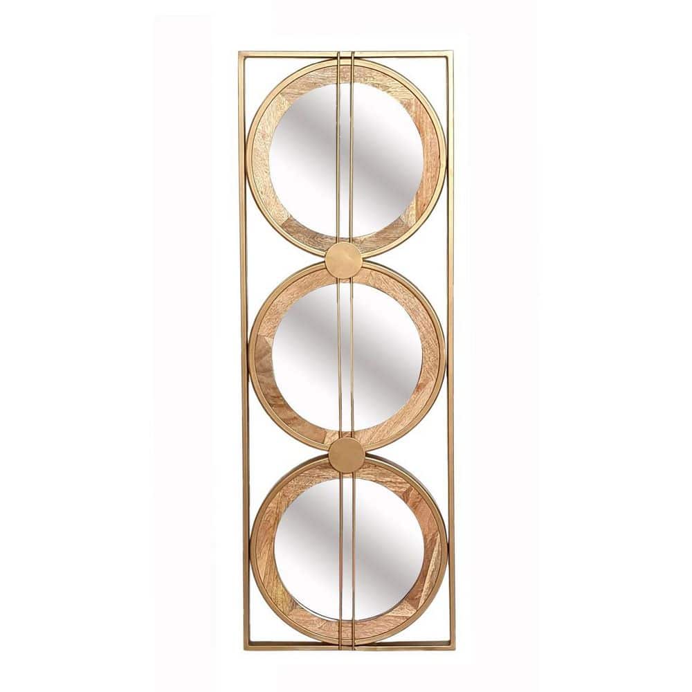 "3 Mirror Piece Wall Mirror in Gold Rectangular Frame, Home Wall Decor for Bedroom Living Room, 40""x14""" price history on PriceWatchPro