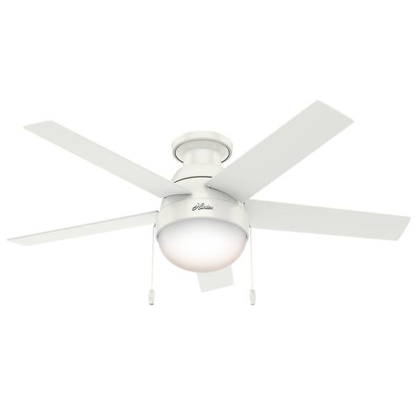 Anslee 46 in. Fresh White Low Profile Indoor Ceiling Fan with LED Light Kit and Pull Chain