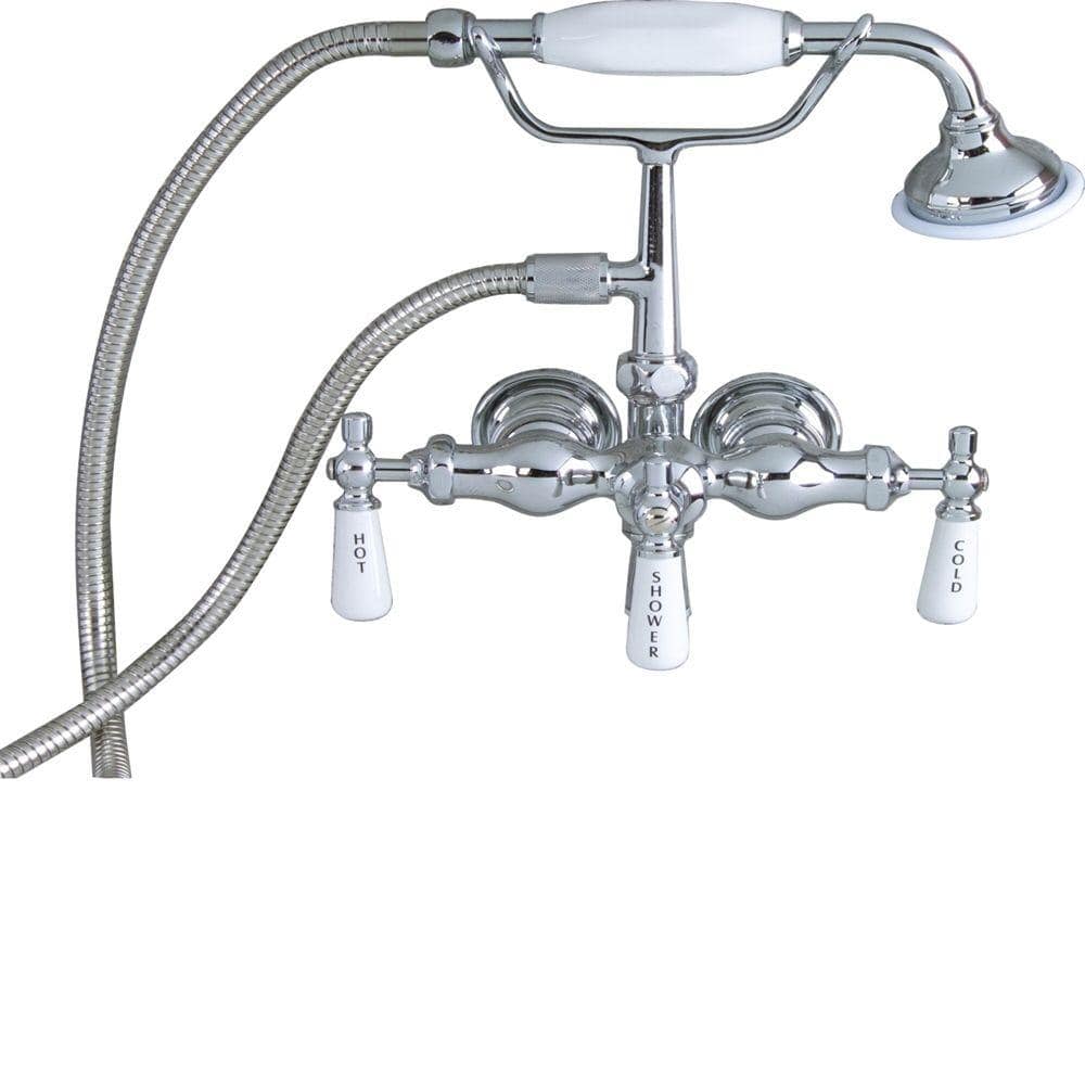 Elegant Polished Nickel Clawfoot Tub Faucet with Porcelain Handles