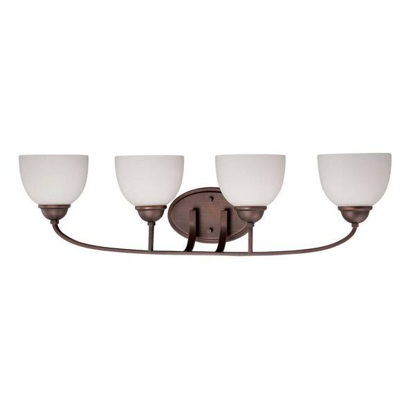 Millennium Lighting 4-Light Rubbed Bronze Vanity Light with Etched White Glass