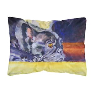 12 in. x 16 in. Multi-Color Lumbar Outdoor Throw Pillow Black French Bulldog Sunny Fabric Decorative Pillow