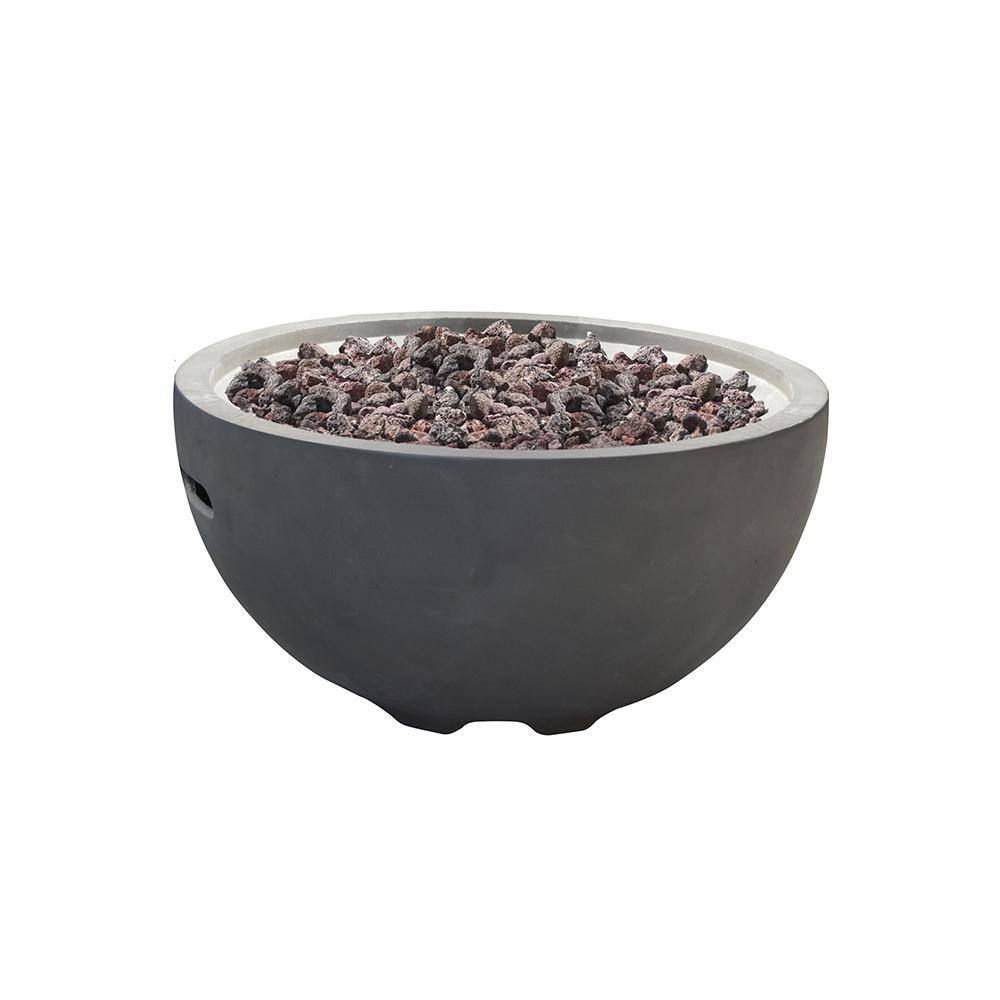 Nantucket Gray Round Concrete Gas Fire Pit Table
