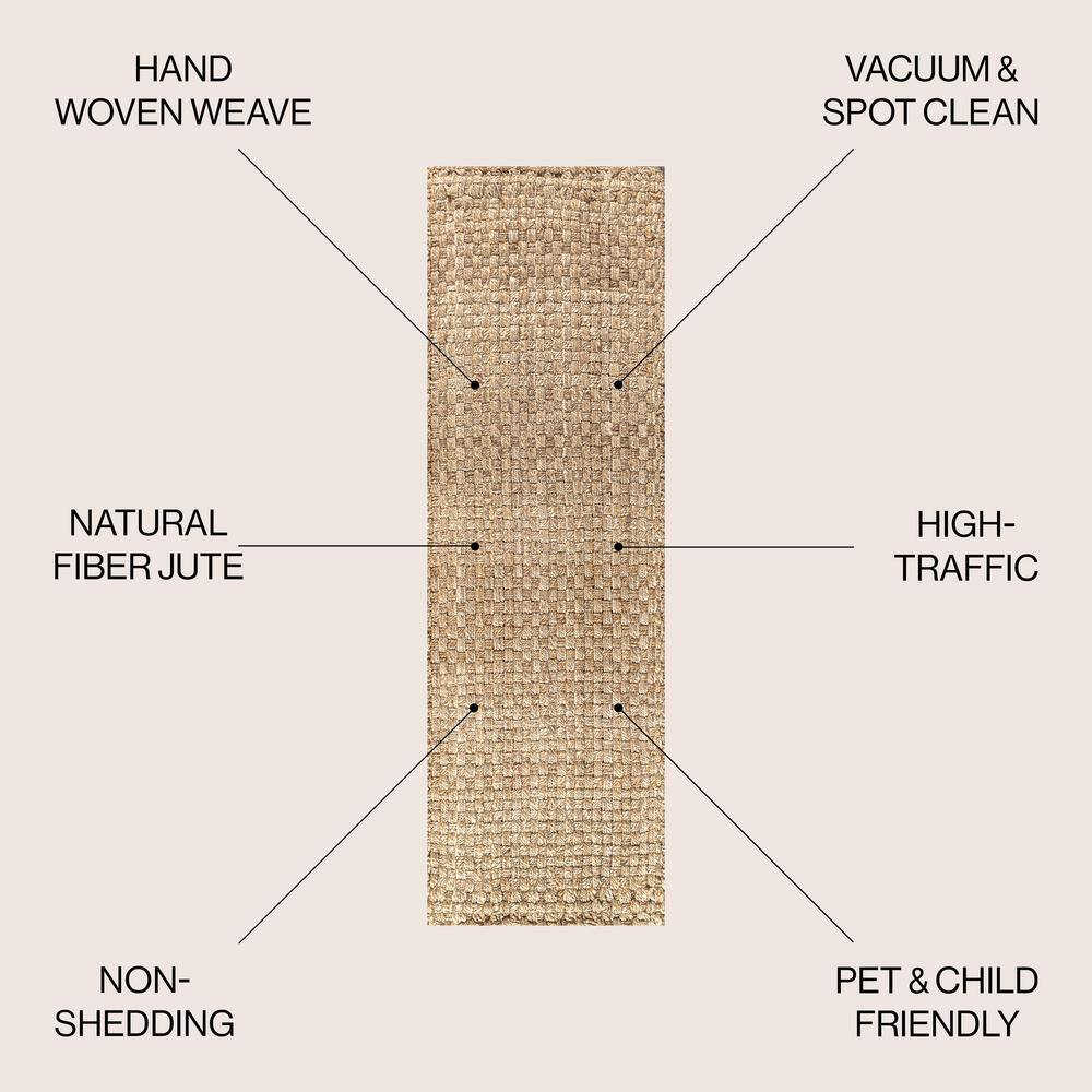 Ivory Braided Handwoven Jute Boucle Runner Rug - 2x8 Feet