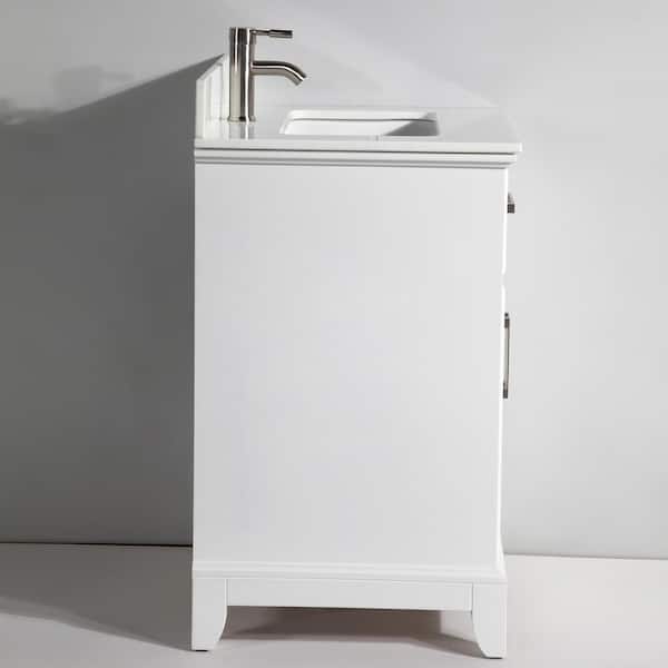 Genoa 30 in. W x 22 in. D x 36 in. H Bath Vanity in White with Engineered Marble Top in White with Basin and Mirror