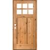 Krosswood Doors 36 in. x 80 in. Craftsman Knotty Alder Clear Low-E 6-Lite Clear Stain Wood Right Hand Inswing Single Prehung Front Door PHED.KA.550.30.68.134.RH.Clear