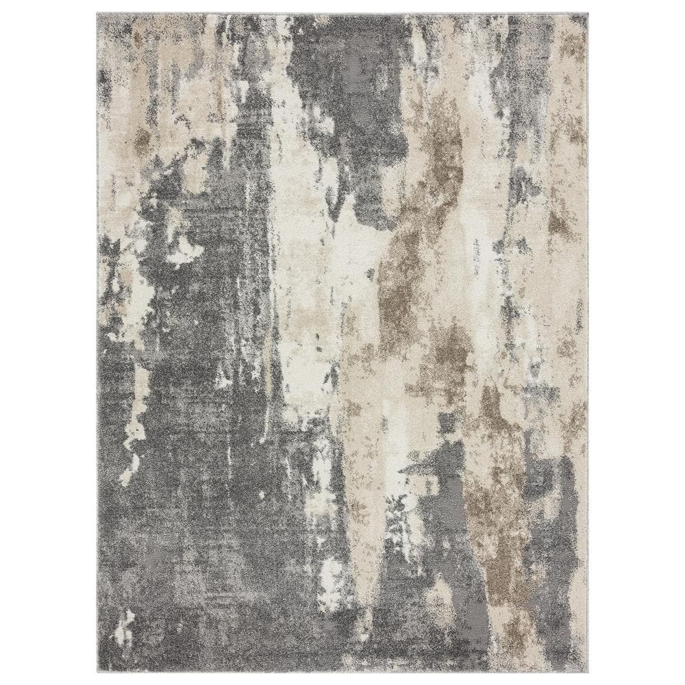 LUXE WEAVERS Euston Collection Grey 5x7 Modern Abstract Polypropylene Area Rug 7681