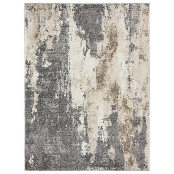 LUXE WEAVERS Euston Collection Grey 2x7 Modern Abstract Polypropylene Area  Rug 7681 Grey-Grey 2x7 - The Home Depot