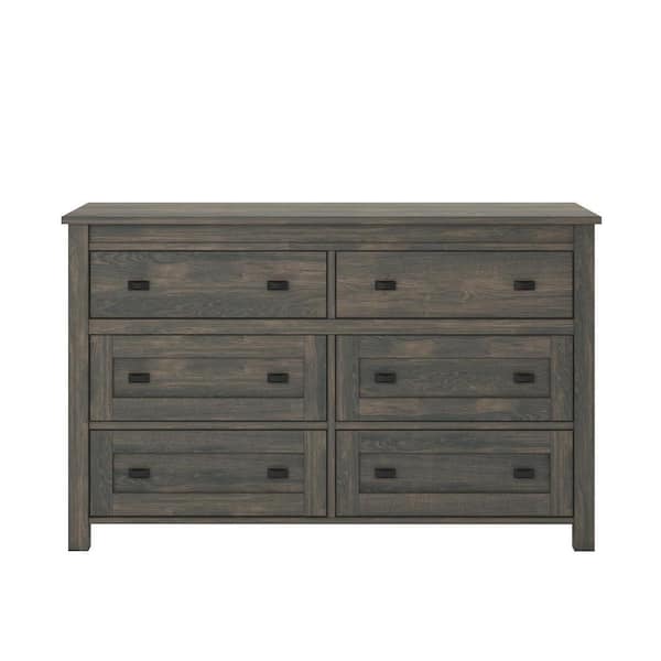 Ameriwood Home Farmington 6-Drawer Weathered Oak Dresser